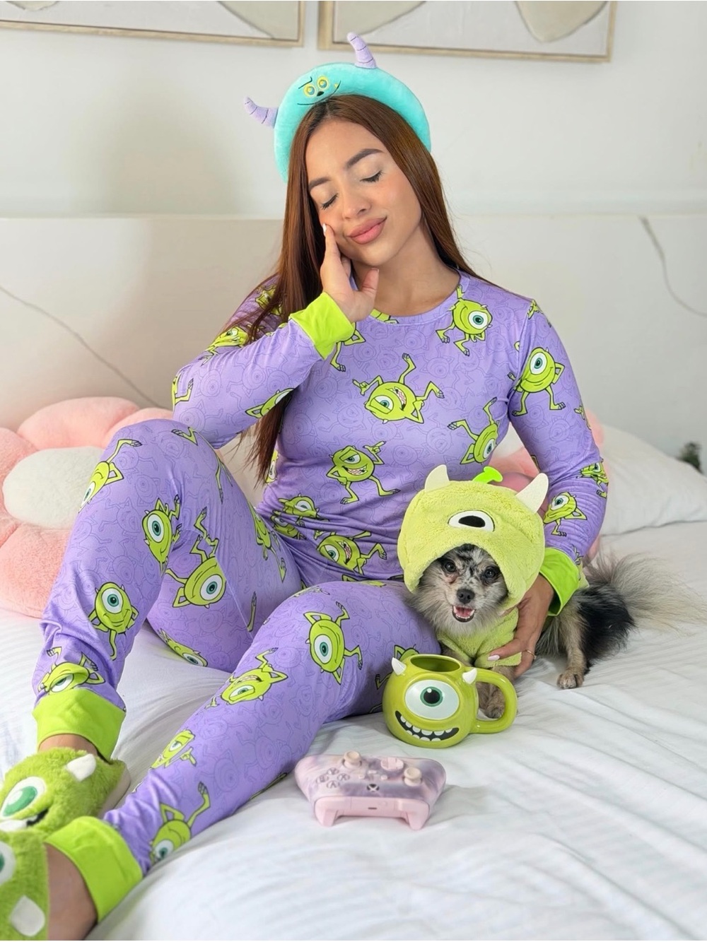 Monster ink Print Purple Pajama Set - fit size S-L  Made in Colombia 🇨🇴